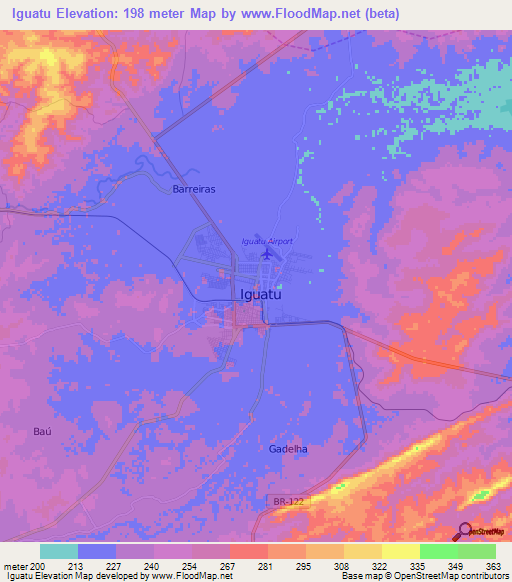 Iguatu,Brazil Elevation Map