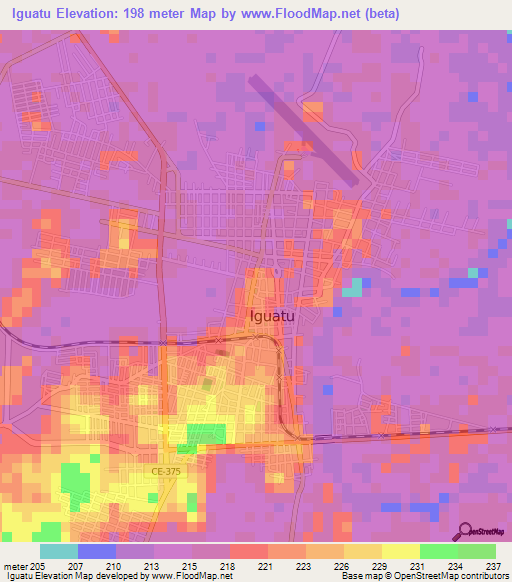 Iguatu,Brazil Elevation Map