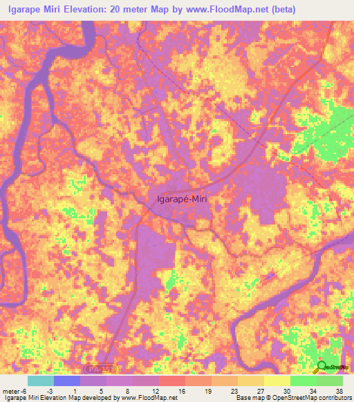 Igarape Miri,Brazil Elevation Map