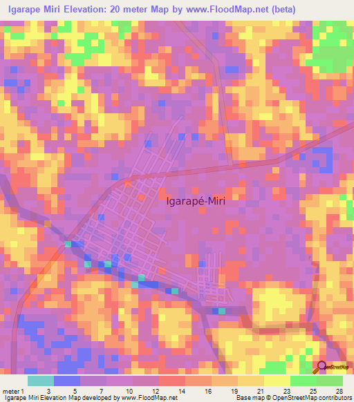 Igarape Miri,Brazil Elevation Map