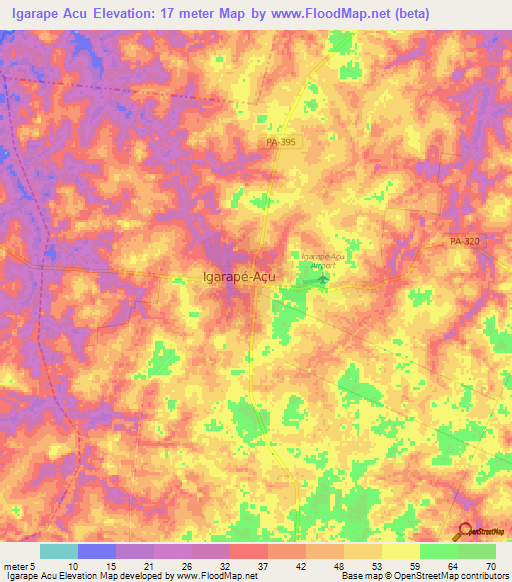 Igarape Acu,Brazil Elevation Map