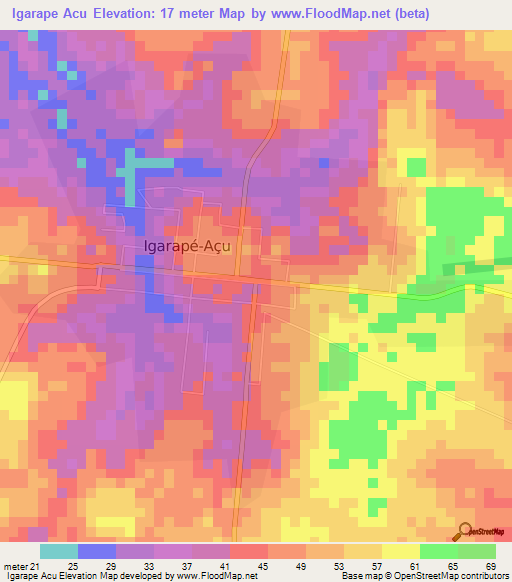 Igarape Acu,Brazil Elevation Map