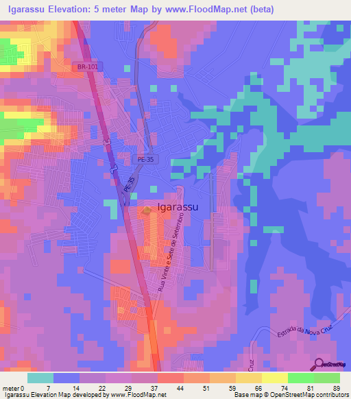 Igarassu,Brazil Elevation Map