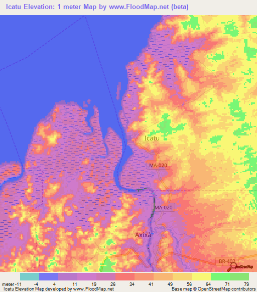 Icatu,Brazil Elevation Map