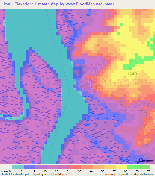 Icatu,Brazil Elevation Map