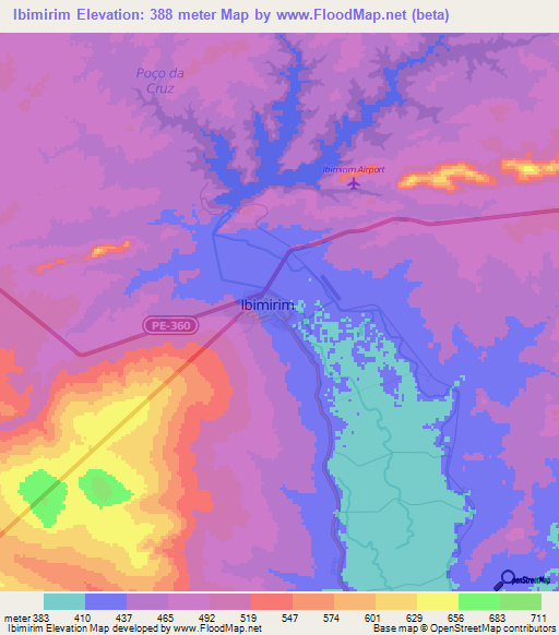 Ibimirim,Brazil Elevation Map