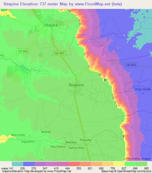 Ibiapina,Brazil Elevation Map