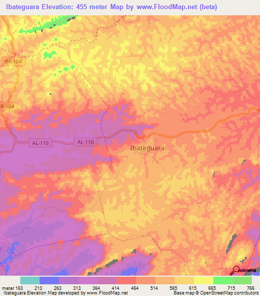 Ibateguara,Brazil Elevation Map