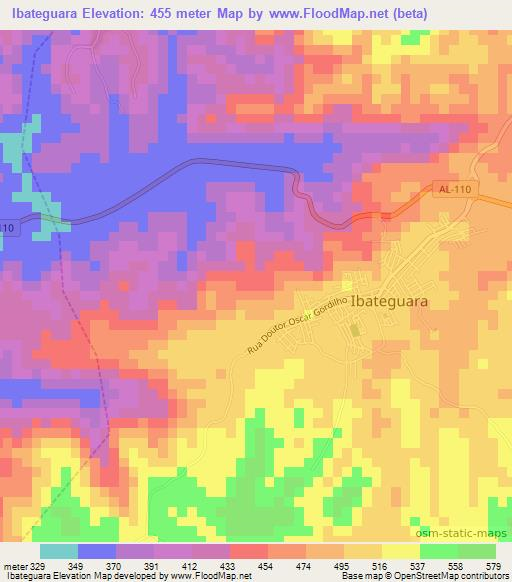 Ibateguara,Brazil Elevation Map