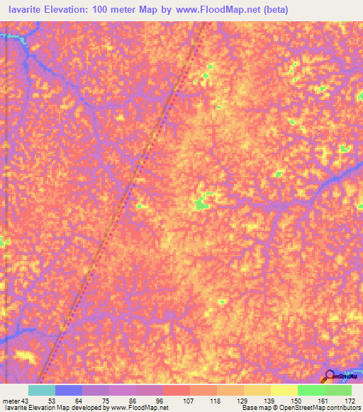 Iavarite,Brazil Elevation Map