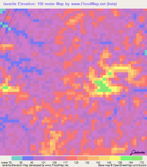 Iavarite,Brazil Elevation Map