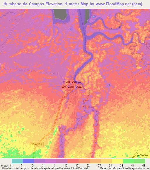 Humberto de Campos,Brazil Elevation Map