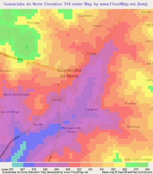 Guaraciaba do Norte,Brazil Elevation Map