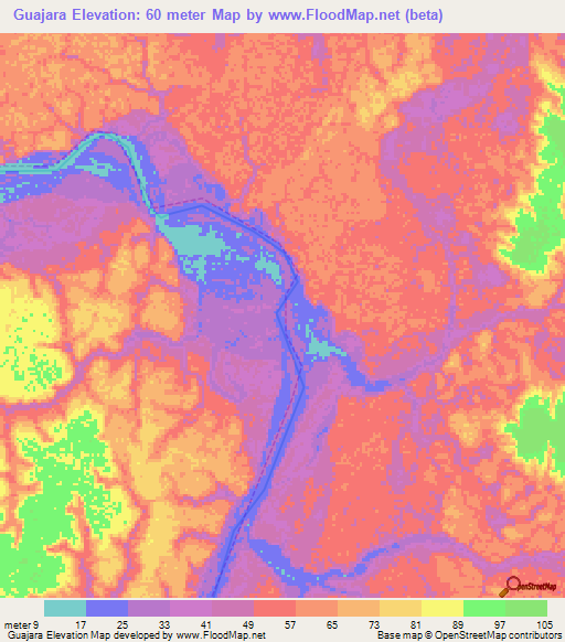 Guajara,Brazil Elevation Map