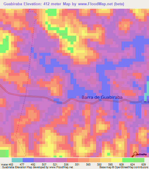 Guabiraba,Brazil Elevation Map