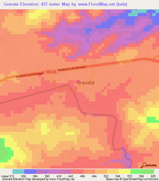 Gravata,Brazil Elevation Map