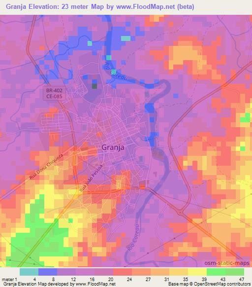 Granja,Brazil Elevation Map