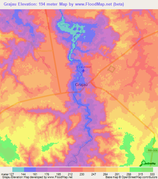 Grajau,Brazil Elevation Map