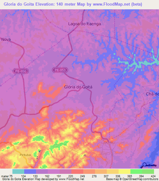 Gloria do Goita,Brazil Elevation Map