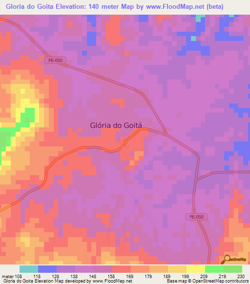 Gloria do Goita,Brazil Elevation Map