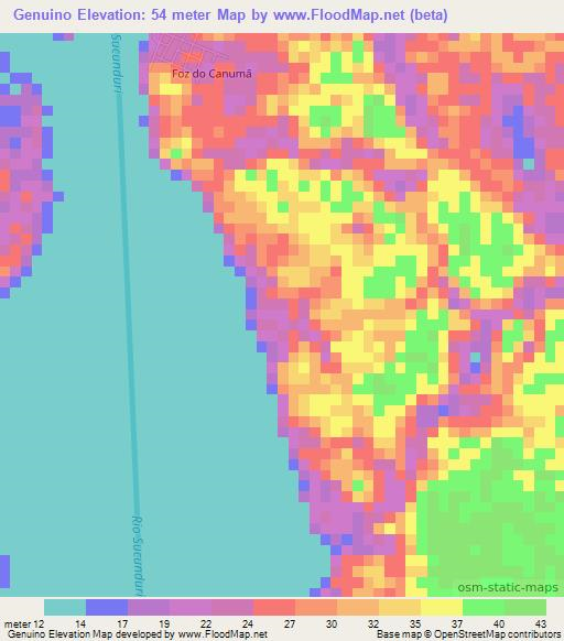 Genuino,Brazil Elevation Map