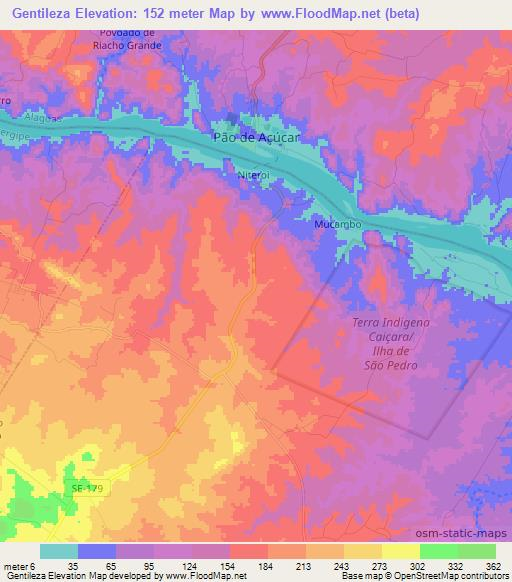 Gentileza,Brazil Elevation Map