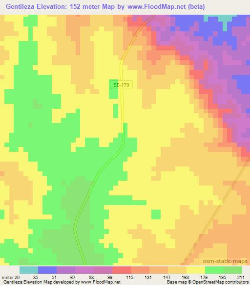 Gentileza,Brazil Elevation Map