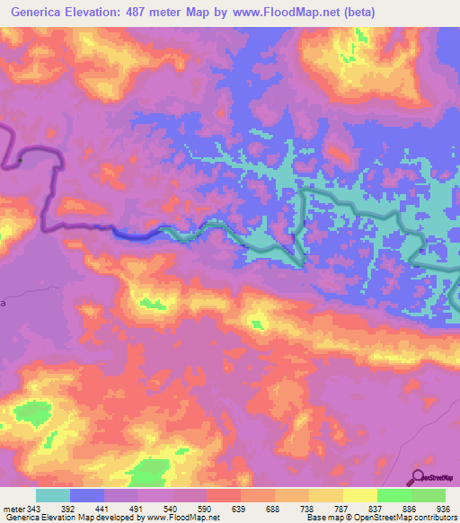 Generica,Brazil Elevation Map