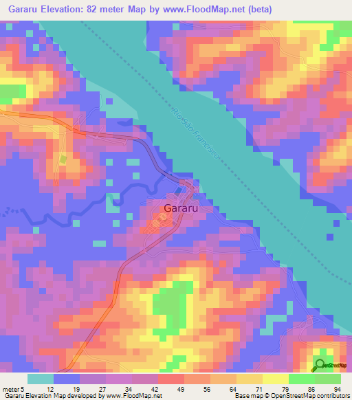 Gararu,Brazil Elevation Map