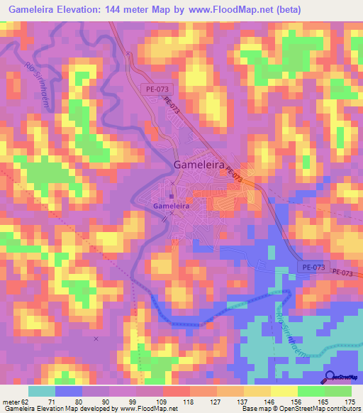 Gameleira,Brazil Elevation Map