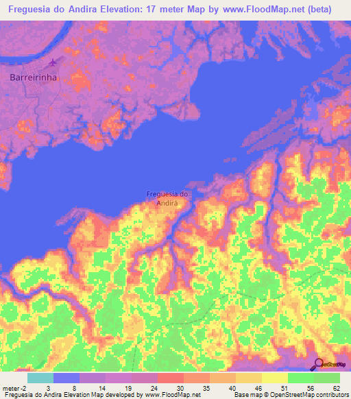 Freguesia do Andira,Brazil Elevation Map