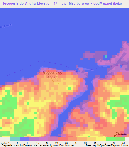 Freguesia do Andira,Brazil Elevation Map