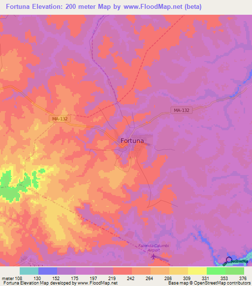 Fortuna,Brazil Elevation Map