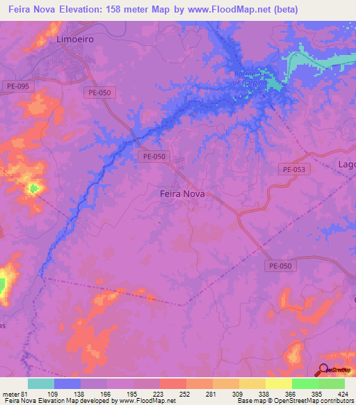 Feira Nova,Brazil Elevation Map