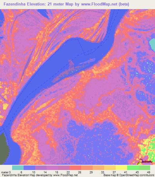 Fazendinha,Brazil Elevation Map