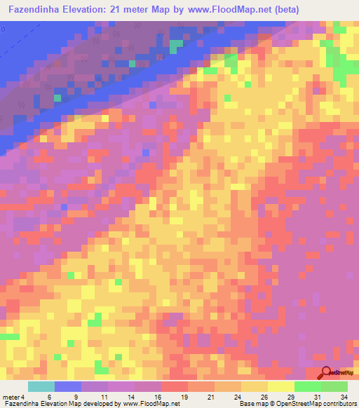 Fazendinha,Brazil Elevation Map