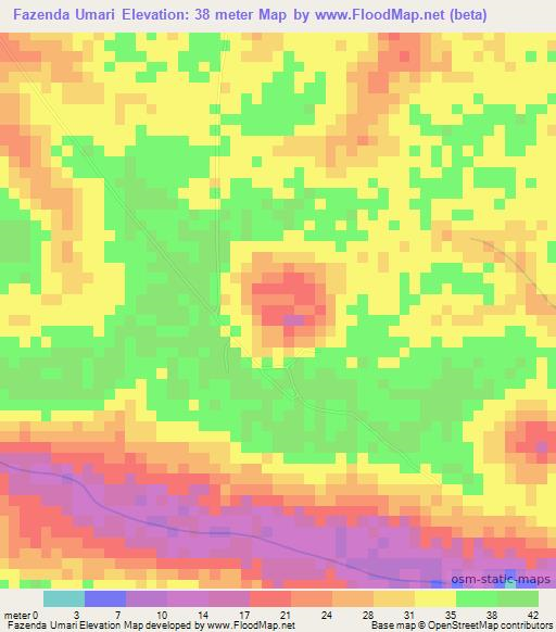 Fazenda Umari,Brazil Elevation Map