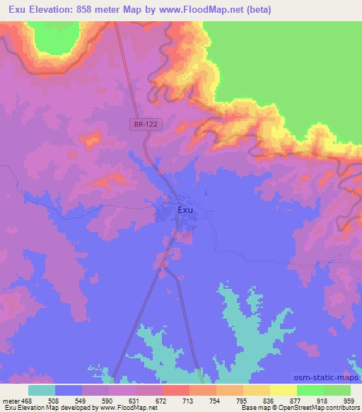 Exu,Brazil Elevation Map