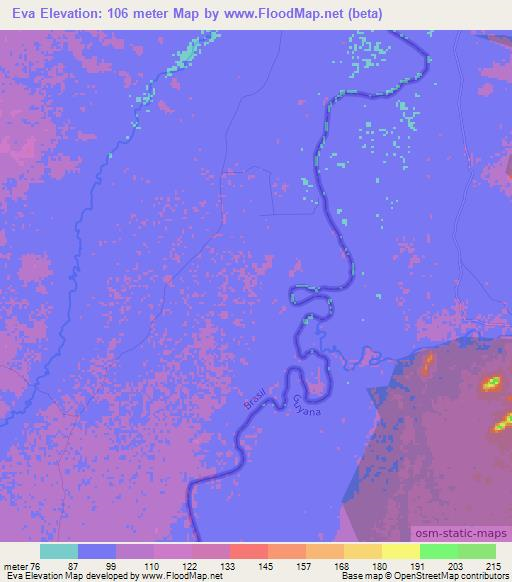 Eva,Brazil Elevation Map