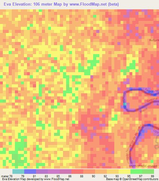 Eva,Brazil Elevation Map