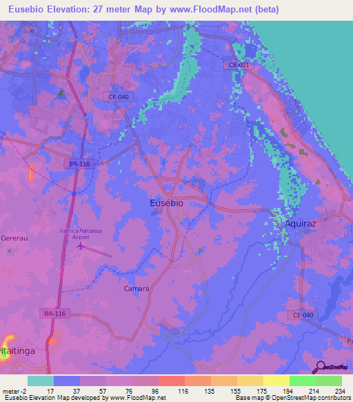 Eusebio,Brazil Elevation Map