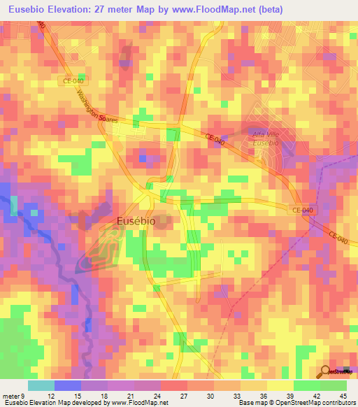 Eusebio,Brazil Elevation Map