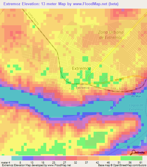 Extremoz,Brazil Elevation Map