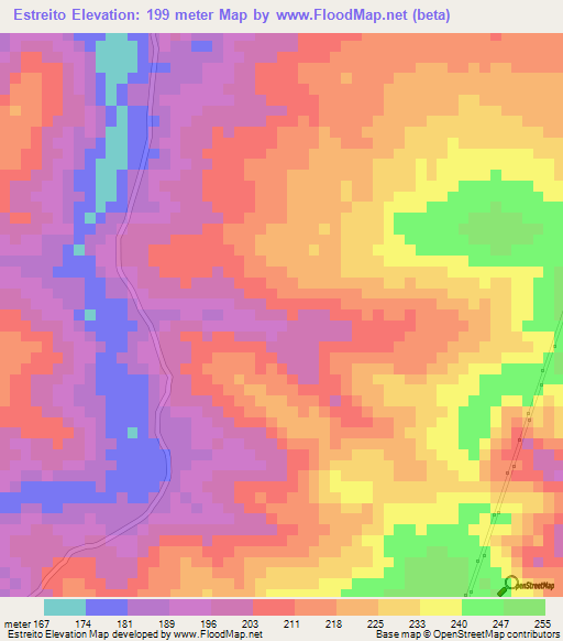 Estreito,Brazil Elevation Map