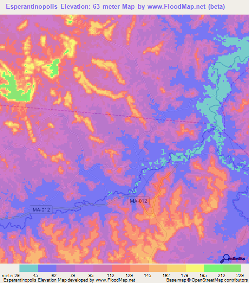 Esperantinopolis,Brazil Elevation Map