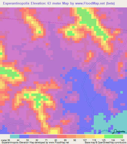 Esperantinopolis,Brazil Elevation Map