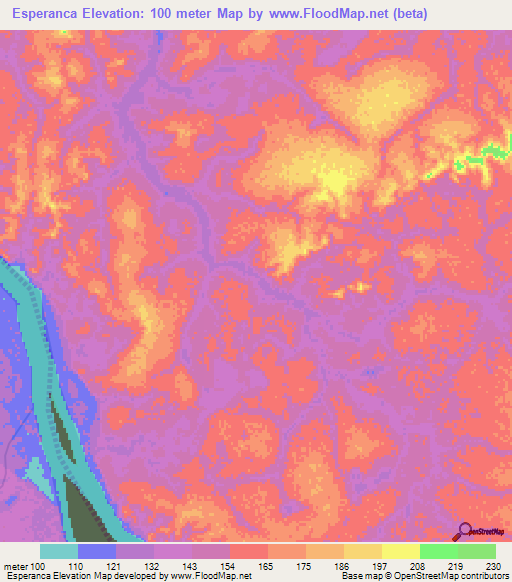 Esperanca,Brazil Elevation Map