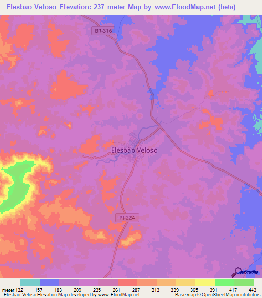 Elesbao Veloso,Brazil Elevation Map