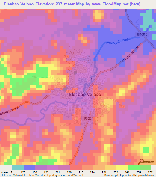 Elesbao Veloso,Brazil Elevation Map