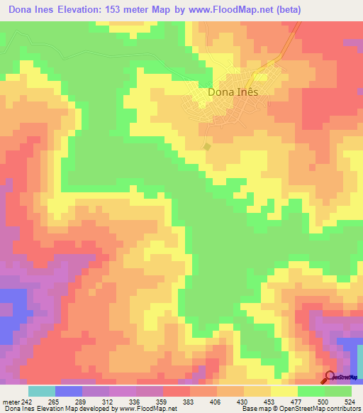 Dona Ines,Brazil Elevation Map